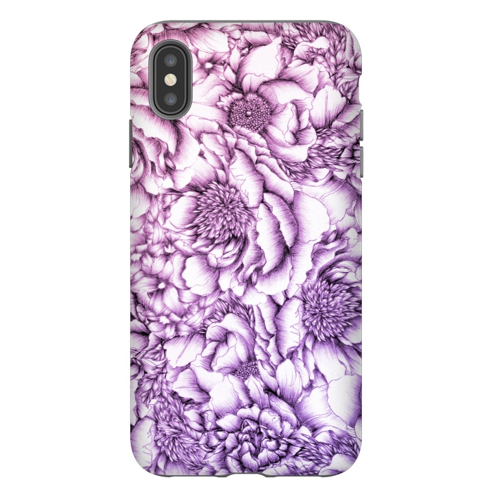 iPhone Xs Max StrongFit Peony Flower Pattern by ECMazur 
