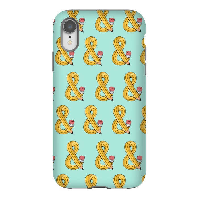 iPhone Xr StrongFit Ampersand Pencil Pattern Green by Coffee Man