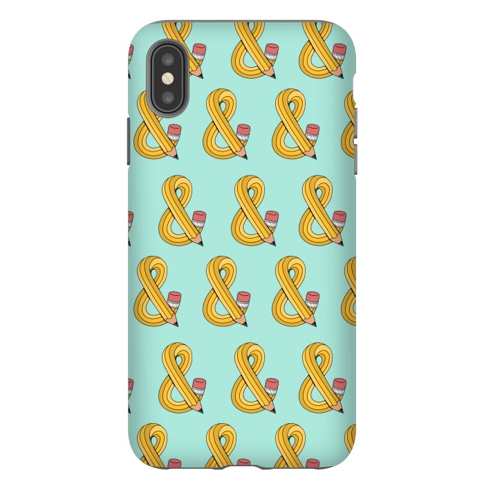 iPhone Xs Max StrongFit Ampersand Pencil Pattern Green by Coffee Man