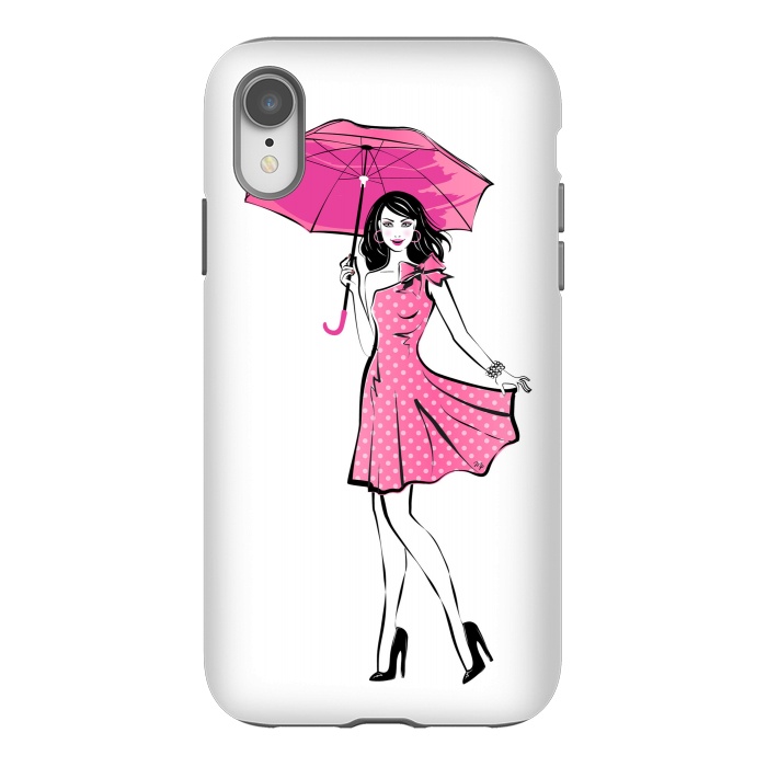 iPhone Xr StrongFit Pretty girl with umbrella by Martina