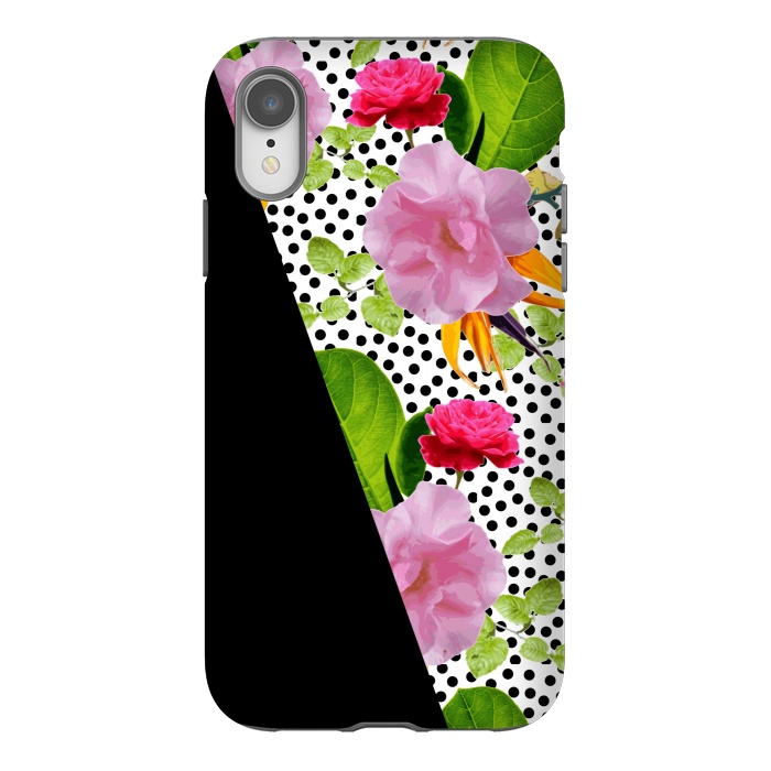 iPhone Xr StrongFit Dark Floral Polka by Zala Farah