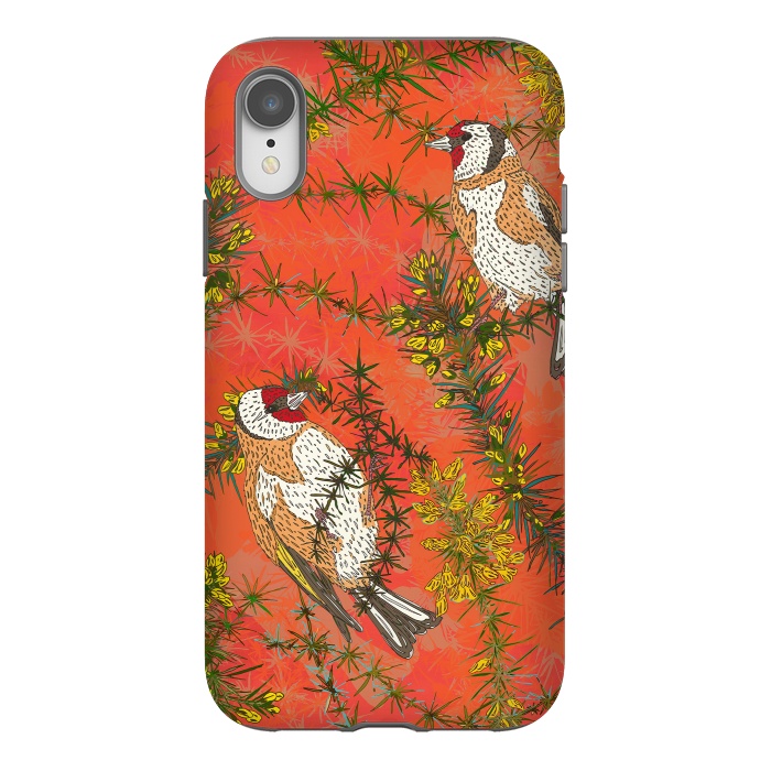 iPhone Xr StrongFit Goldfinches in Gorse by Lotti Brown