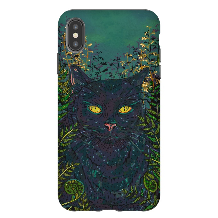 iPhone Xs Max StrongFit Black Cat in Ferns by Lotti Brown