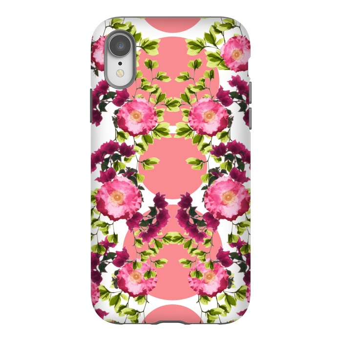 iPhone Xr StrongFit Symmetrical Pink Floral Print by Zala Farah