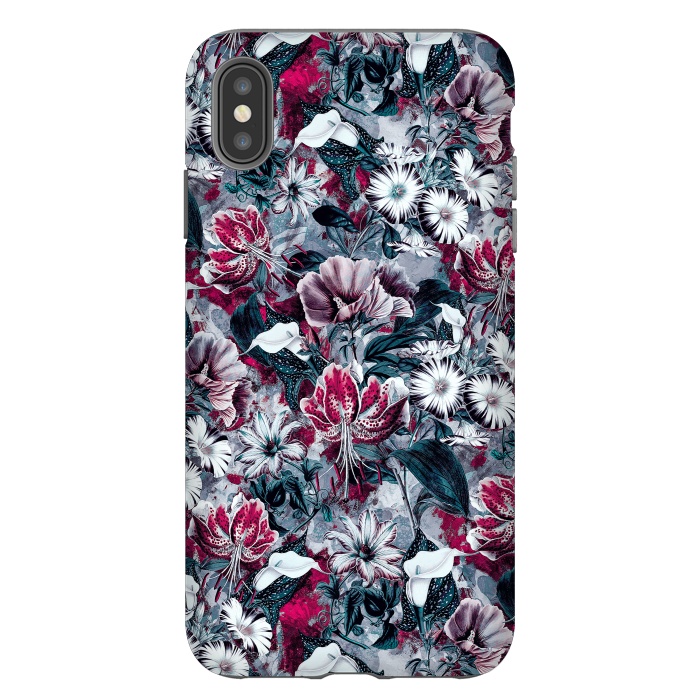 iPhone Xs Max StrongFit Floral Blue by Riza Peker