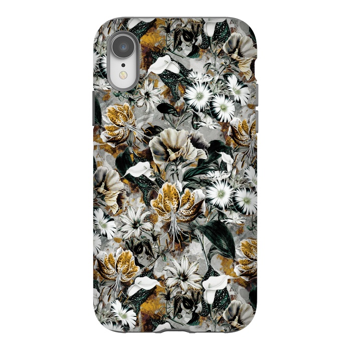 iPhone Xr StrongFit Floral Gold by Riza Peker