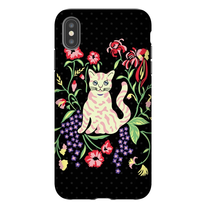 iPhone Xs Max StrongFit Cutie Cat with Flowers by Michael Cheung