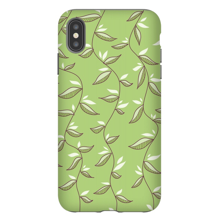 iPhone Xs Max StrongFit Green Leaves And Lianas Pattern by Boriana Giormova