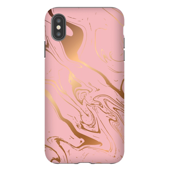 iPhone Xs Max StrongFit Liquid marble texture design, pink and gold by Jelena Obradovic