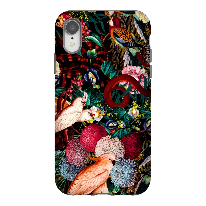 iPhone Xr StrongFit Floral and Animals pattern II by Burcu Korkmazyurek