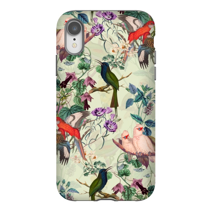 iPhone Xr StrongFit Floral and Birds X by Burcu Korkmazyurek