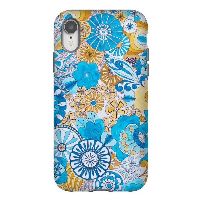iPhone Xr StrongFit Seventies Psychedelic Blooms by Paula Ohreen