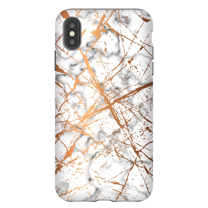 iPhone Xs Max StrongFit Marble Texture and Gold Splatter 039 by Jelena Obradovic