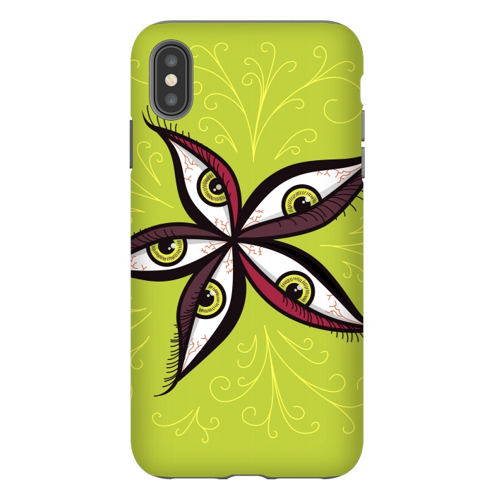 iPhone Xs Max StrongFit Weird Abstract Green Eyes Flower by Boriana Giormova