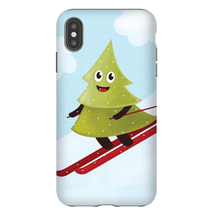 iPhone Xs Max StrongFit Happy Skiing Pine Tree by Boriana Giormova