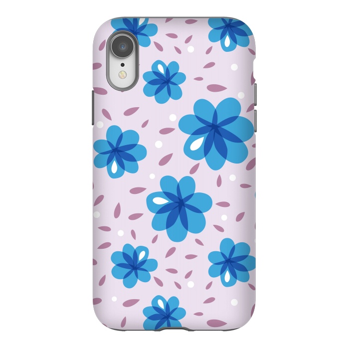 iPhone Xr StrongFit Gentle Blue Flowers Pattern by Boriana Giormova