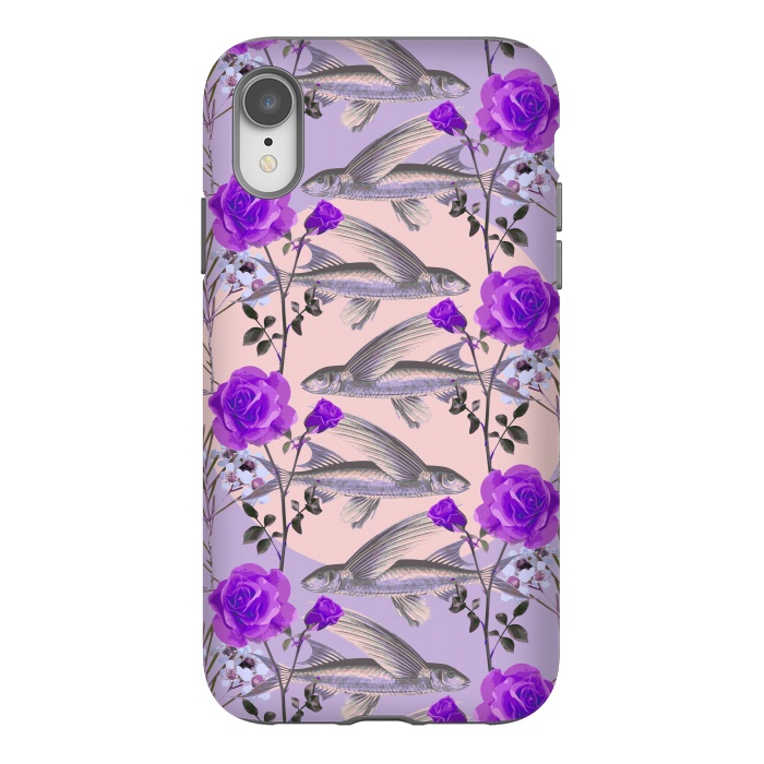 iPhone Xr StrongFit Floral Fishies (Purple) by Zala Farah