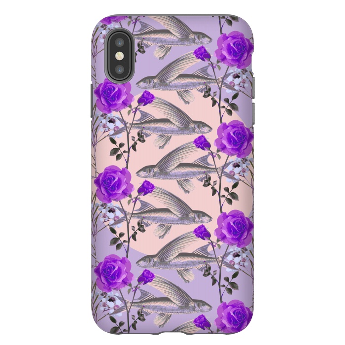 iPhone Xs Max StrongFit Floral Fishies (Purple) by Zala Farah