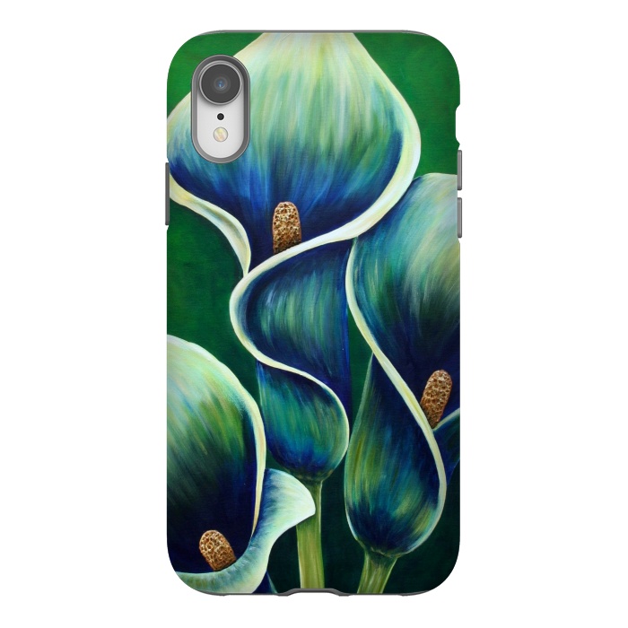 iPhone Xr StrongFit Blue Calla Lilies by Denise Cassidy Wood