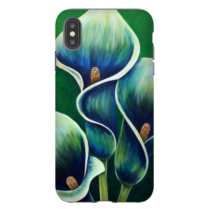 iPhone Xs Max StrongFit Blue Calla Lilies by Denise Cassidy Wood