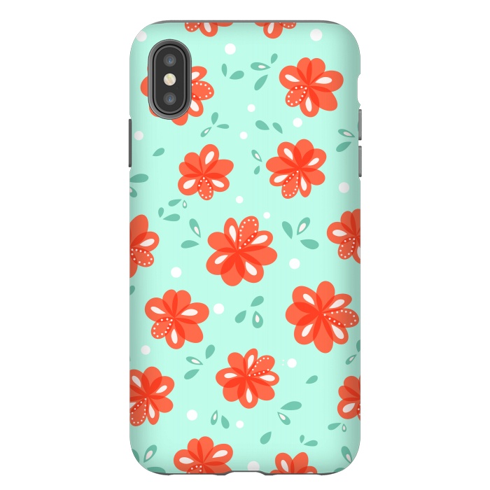 iPhone Xs Max StrongFit Cheerful Decorative Red Flowers Pattern by Boriana Giormova
