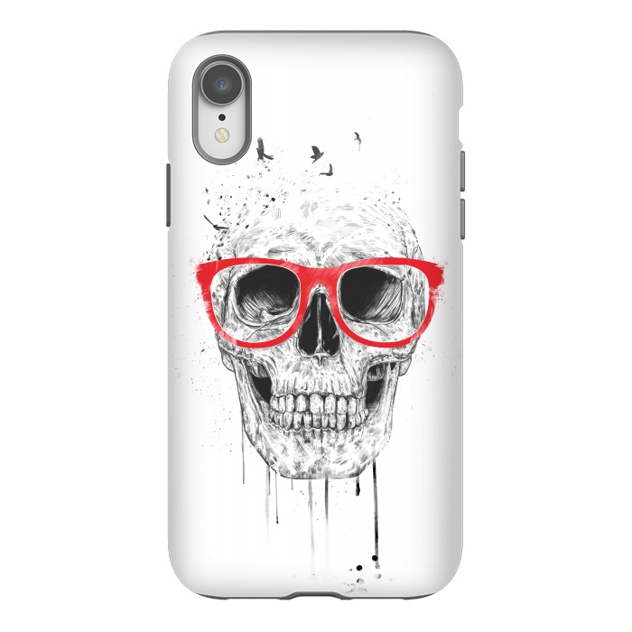 iPhone Xr StrongFit Skull with red glasses by Balazs Solti