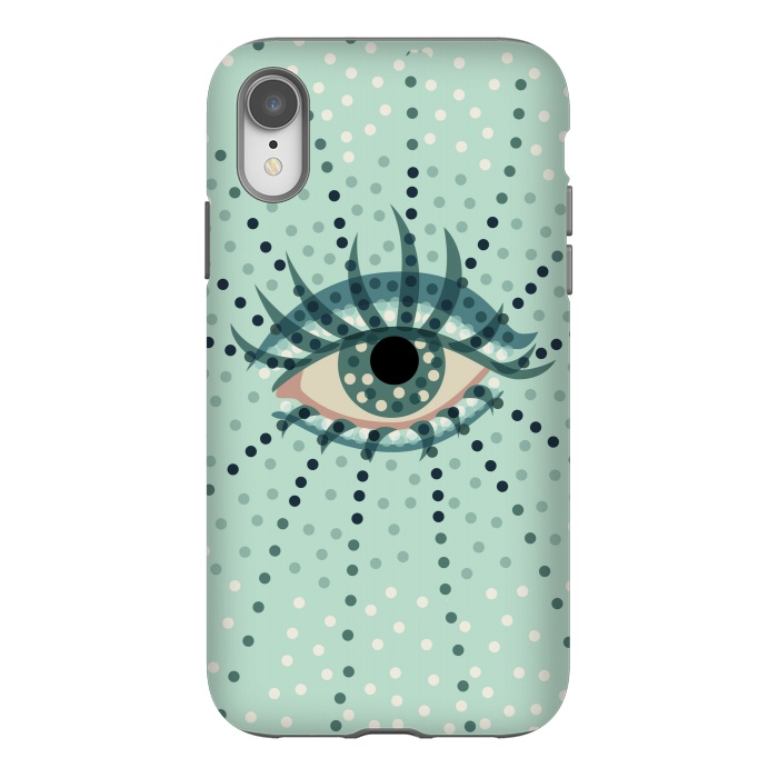 iPhone Xr StrongFit Beautiful Abstract Dotted Blue Eye by Boriana Giormova