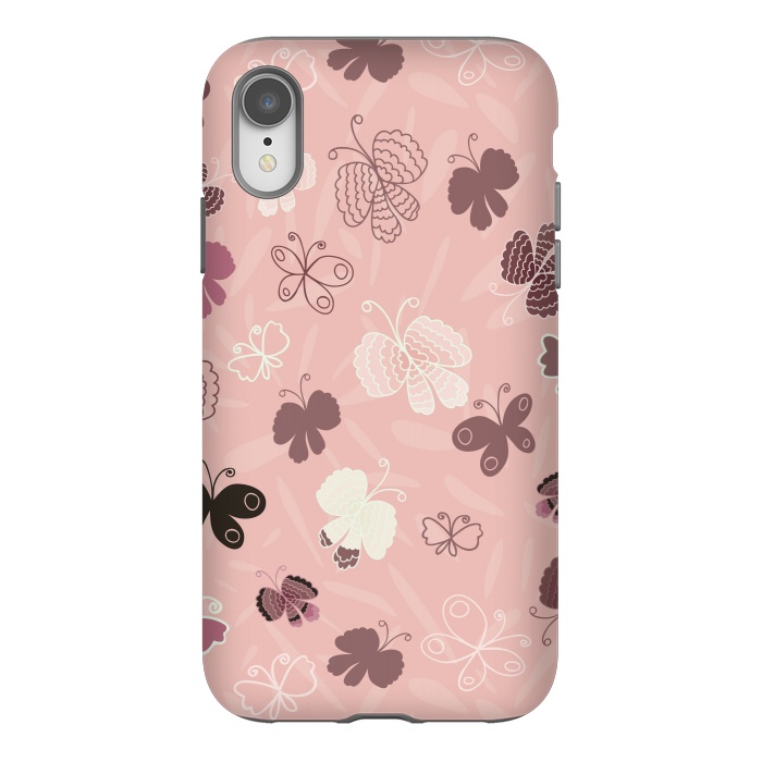 iPhone Xr StrongFit Pretty Butterflies on Pink by Paula Ohreen