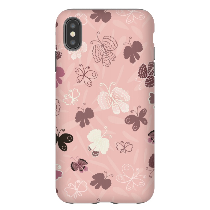 iPhone Xs Max StrongFit Pretty Butterflies on Pink by Paula Ohreen