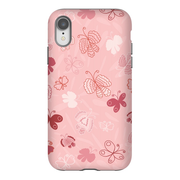 iPhone Xr StrongFit Pretty Butterflies on Light Pink by Paula Ohreen