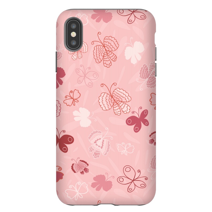 iPhone Xs Max StrongFit Pretty Butterflies on Light Pink by Paula Ohreen