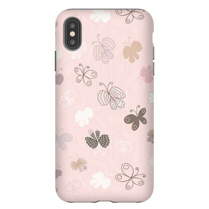 iPhone Xs Max StrongFit Pretty Pink and Purple Butterflies on Light Pink by Paula Ohreen