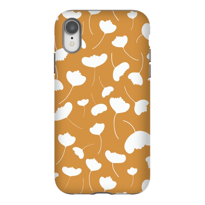 iPhone Xr StrongFit Fan Flowers on Mustard by Paula Ohreen