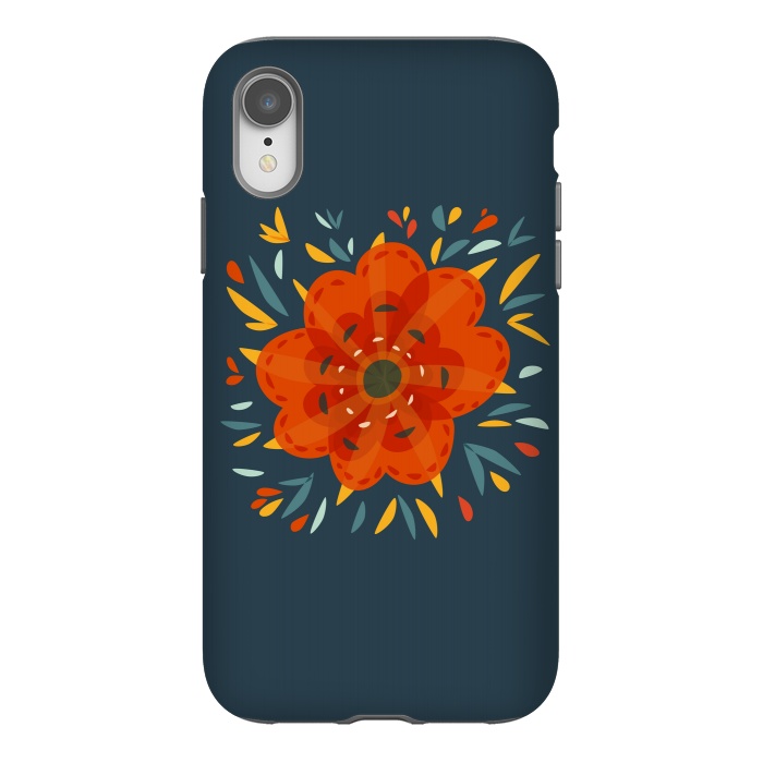 iPhone Xr StrongFit Decorative Whimsical Orange Flower by Boriana Giormova