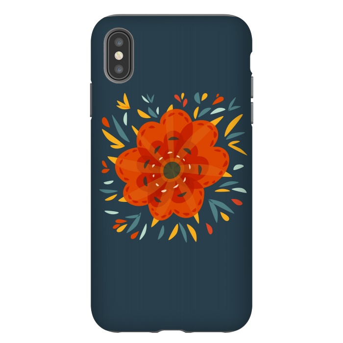 iPhone Xs Max StrongFit Decorative Whimsical Orange Flower by Boriana Giormova