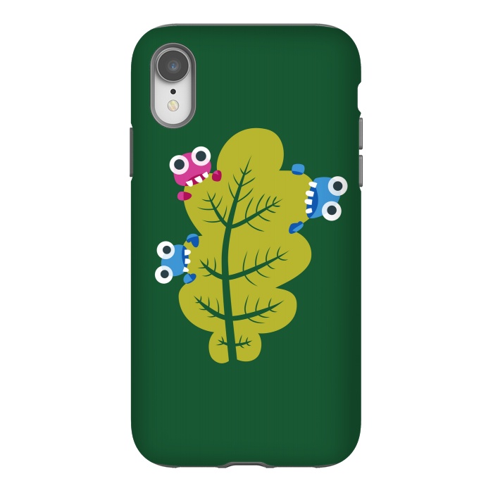 iPhone Xr StrongFit Cute Cartoon Bugs Eat Green Leaf by Boriana Giormova
