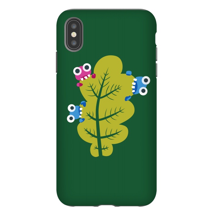 iPhone Xs Max StrongFit Cute Cartoon Bugs Eat Green Leaf by Boriana Giormova
