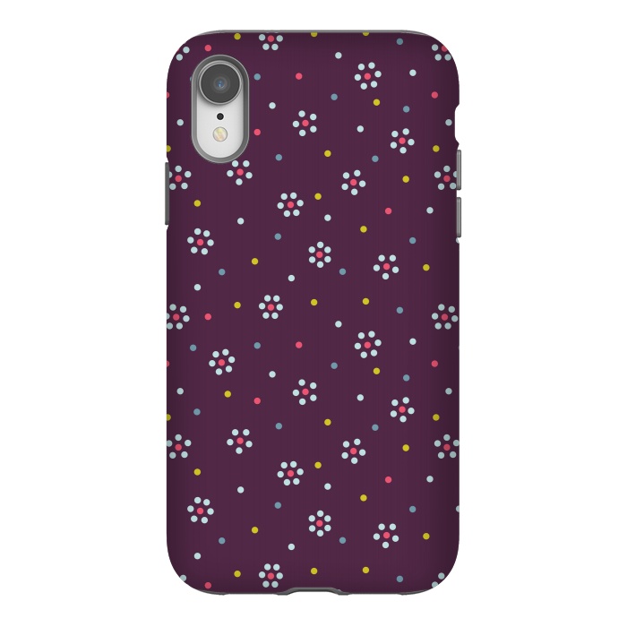 iPhone Xr StrongFit Flowers Made Of Dots Pattern On Purple by Boriana Giormova