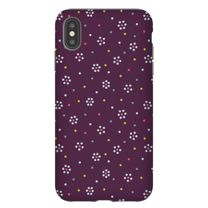 iPhone Xs Max StrongFit Flowers Made Of Dots Pattern On Purple by Boriana Giormova