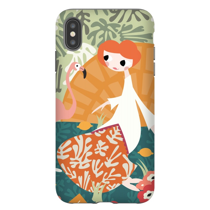 iPhone Xs Max StrongFit Girl and Flamingo 001 by Jelena Obradovic