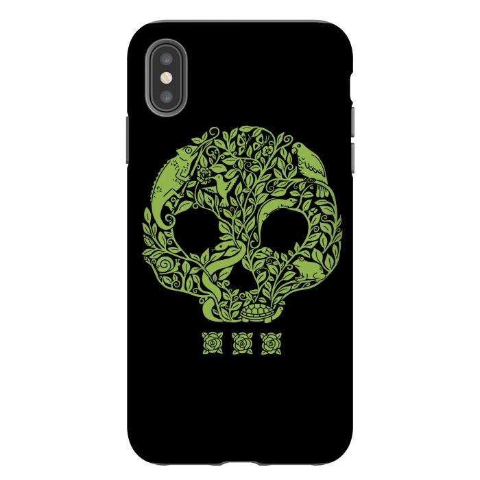 iPhone Xs Max StrongFit Green Skull by Coffee Man