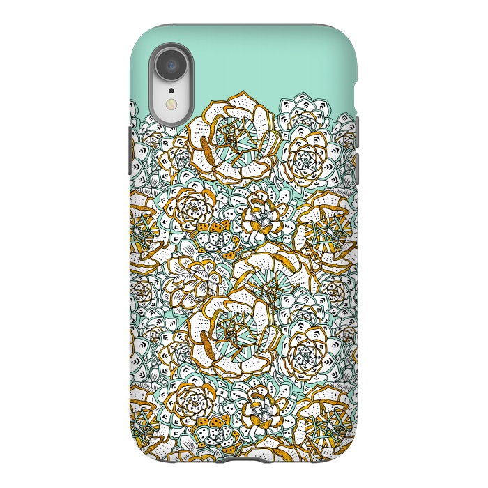 iPhone Xr StrongFit Mint Succulents by Pom Graphic Design