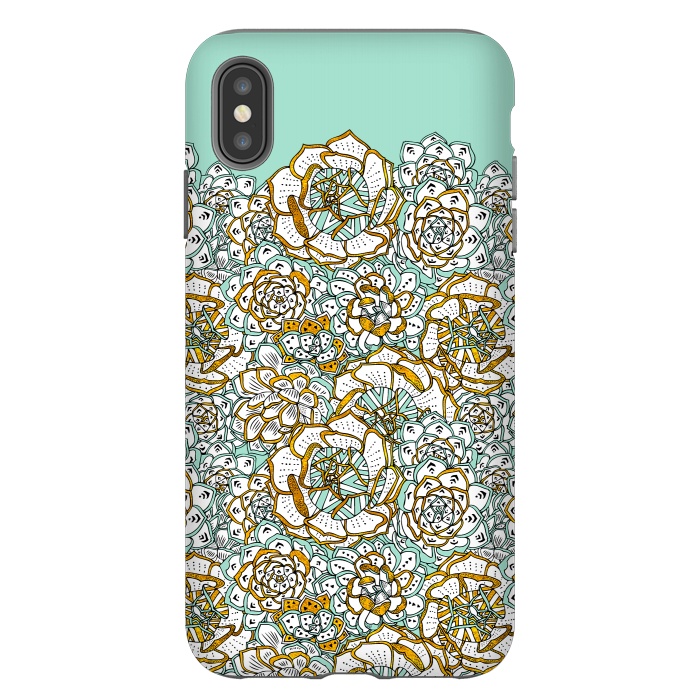 iPhone Xs Max StrongFit Mint Succulents by Pom Graphic Design