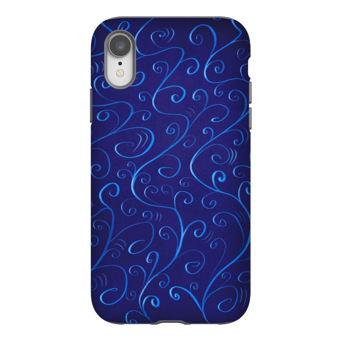 iPhone Xr StrongFit Beautiful Glowing Blue Swirls by Boriana Giormova