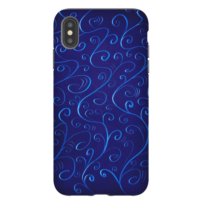 iPhone Xs Max StrongFit Beautiful Glowing Blue Swirls by Boriana Giormova