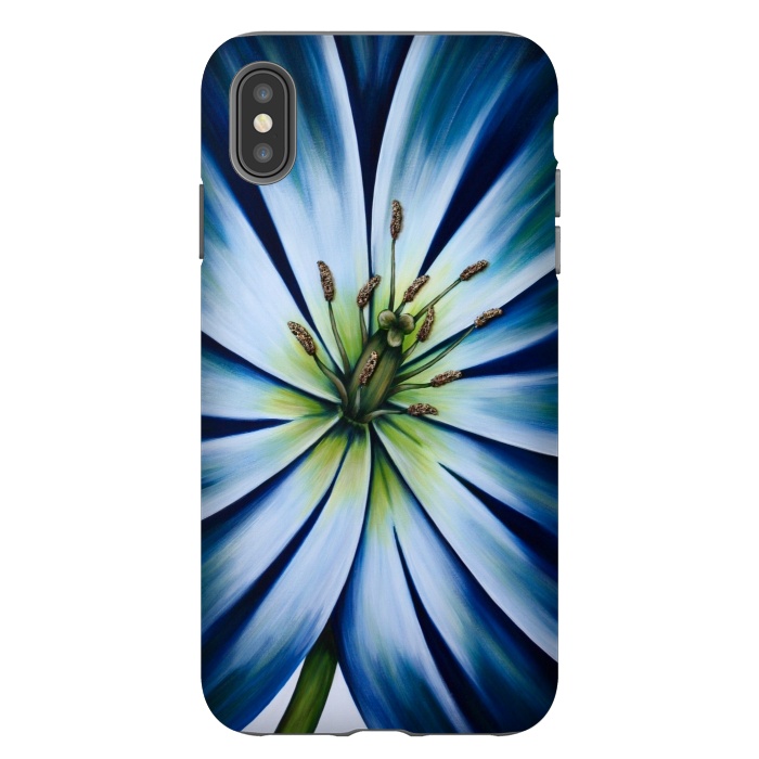 iPhone Xs Max StrongFit Blue Tulip Flower by Denise Cassidy Wood