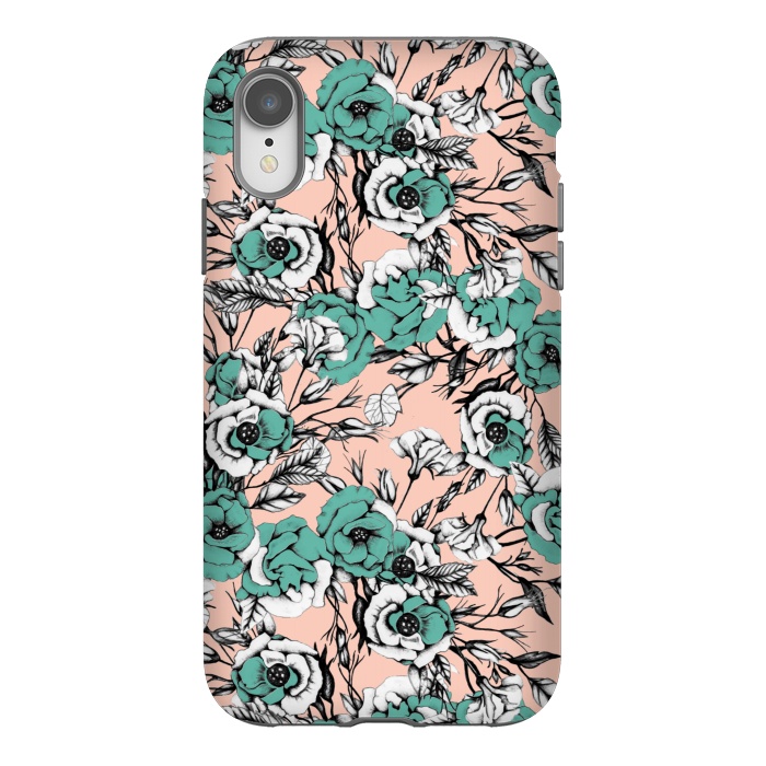 iPhone Xr StrongFit Blue and pink floral by Mmartabc