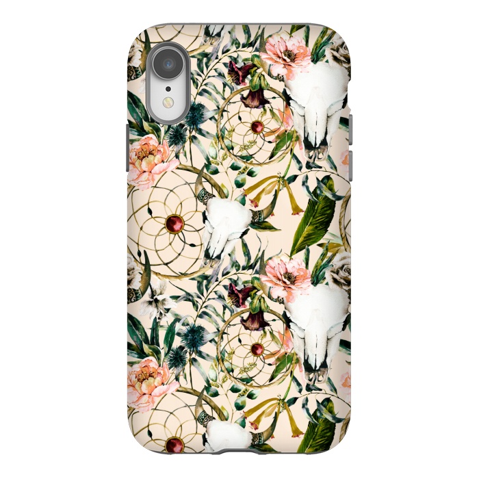 iPhone Xr StrongFit Bohemian dreamcatcher and skull floral  by Mmartabc
