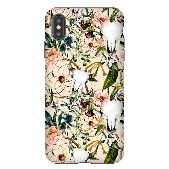 iPhone Xs Max StrongFit Bohemian dreamcatcher and skull floral  by Mmartabc