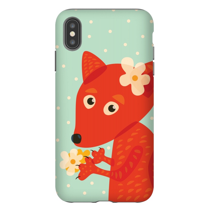 iPhone Xs Max StrongFit Cute Fox With Flowers by Boriana Giormova